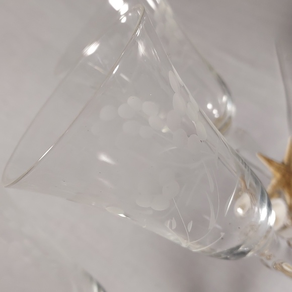 Handmade Shell Art Cognac Glasses Set of 4 Etched Glasses - Picture 9 of 9